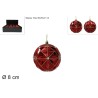 Palla Ø 8 cm Rossa Decorata con Perle, 2 assortimenti, 1 pezzo