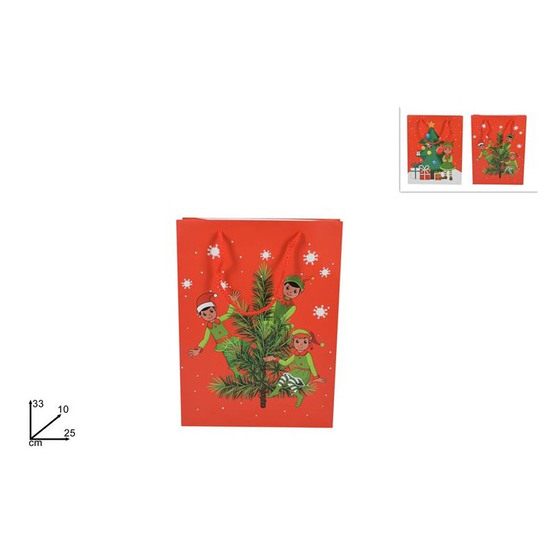 BUSTA REGALO ELFO 33X25X10 CM, MODELLI ASSORTITI BUSTA REGALO ELFO 33X25X10 CM, MODELLI ASSORTITI
