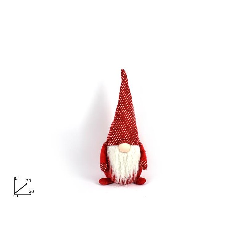 GNOMO DI NATALE 64 CM IN VELLUTO CON CAPPELLO ROSSO