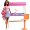 Mattel - Barbie Playset Camera da Letto, Bambola Brunette con Letto, Scrivania e Accessori, FXG52