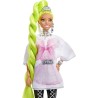 Barbie - Extra Bambola Snodata con Lunghissimi Capelli Verde Fluo, con Pappagallino e Accessori, HDJ44