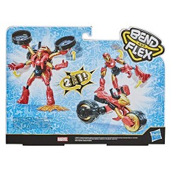 Hasbro - Avengers Bend and Flex, action figure Flex Rider Iron Man, personaggio da 15 cm e moto per bambini dai 6 anni in su, F0