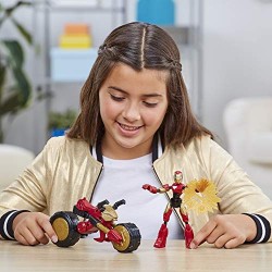 Hasbro - Avengers Bend and Flex, action figure Flex Rider Iron Man, personaggio da 15 cm e moto per bambini dai 6 anni in su, F0