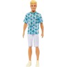 Mattel - Barbie Ken Fashionistas n.211, dai capelli biondi con look alla moda, t-shirt con cactus, pantaloncini bianchi e sneake