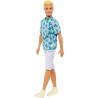 Mattel - Barbie Ken Fashionistas n.211, dai capelli biondi con look alla moda, t-shirt con cactus, pantaloncini bianchi e sneake