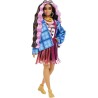 Barbie - Extra Bambola Snodata Capelli con Ciocche Rosa, con Maglia - Cagnolino e Accessori, HDJ46