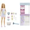 Mattel - Barbie - Playset Gelateria con Bambola con Macchina per Gelato, Accessori, 2 Tipi di Pasta Modellabile, Giocattolo e Re