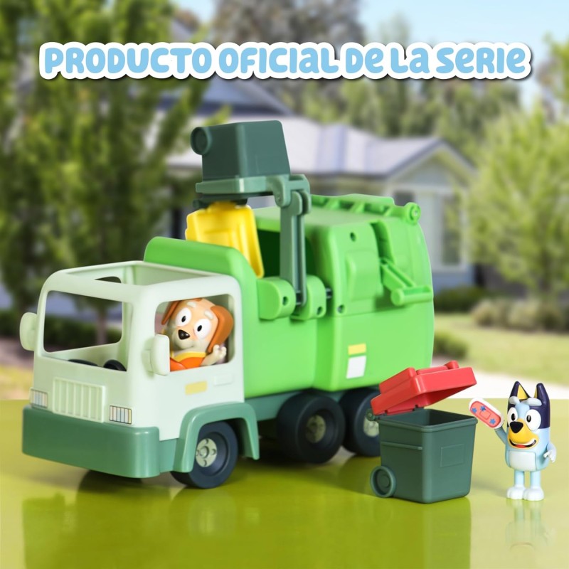Bluey Camion Della Spazzatura – Playset Con 2 Personaggi Articolati Da 6 Cm, Bidoni E Funzione Di Svuoto, Dai 3 Anni