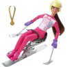 Mattel - Barbie - Sport Invernali Sciatrice Paralimpica, Bambola Barbie Mora Alta 30,4 cm con Maglia, Pantaloni, Casco, Guanti, 