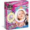 Clementoni - Crazy Chic Unicorn Mirror-Trousse con Cerchio Luminoso, Console con Trucchi Lavabili e Pennelli Professionali, Set 