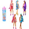 Mattel - Barbie - Color Reveal Serie Jeans, Bambola con 6 sorprese da scoprire, stampa patchwork ed effetto cambia colore, gioca