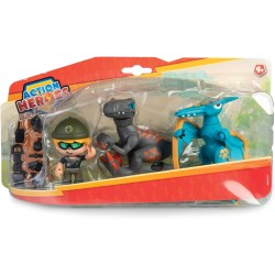 Famosa - ACTION HEROES Dino Pack, 2 dinosauri, 1 personaggio, accessori, ACN00010