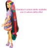 Mattel - Barbie - Super Chioma Bambola Petite con abito a cuori, capelli fantasia lunghi 21,6 cm, 15 accessori alla moda - 8 con