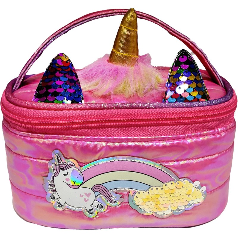 Nice Group - Girabrilla - Puffer Unicorn Case Magenta, 1 mini Porta Oggetti Magenta con Unicorno iridescente Nice Group - Girabrilla - Puffer Unicorn Case Magenta, 1 mini Porta Oggetti Magenta con Unicorno iridescente