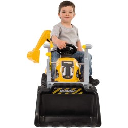 Smoby - Trattore Maxi con Rimorchio, + 3 Anni, Colore Giallo e Nero, con Rimorchio Removibile, Benna e Scavatrice, 7600710301