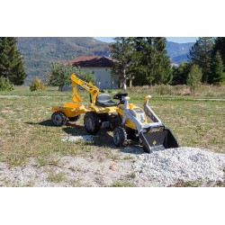 Smoby - Trattore Maxi con Rimorchio, + 3 Anni, Colore Giallo e Nero, con Rimorchio Removibile, Benna e Scavatrice, 7600710301