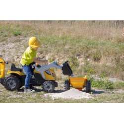 Smoby - Trattore Maxi con Rimorchio, + 3 Anni, Colore Giallo e Nero, con Rimorchio Removibile, Benna e Scavatrice, 7600710301