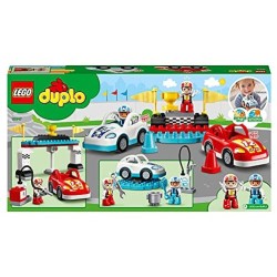 LEGO DUPLO Town Auto da Corsa, Set Macchine Giocattolo per Bambini di 2 Anni con 2 Automobili Push-and-Go, 10947