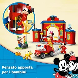 LEGO Disney Mickey and Friends Autopompa e Caserma di Topolino e i Suoi Amici con un Camion dei Pompieri Giocattolo, 10776