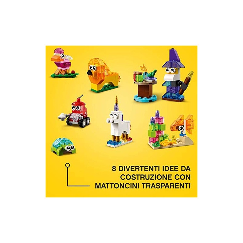 LEGO Classic Mattoncini Trasparenti Creativi, Set di Costruzioni