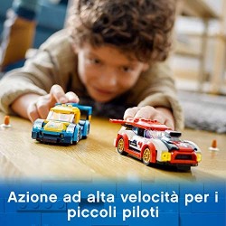 LEGO City Nitro Wheels Auto da Corsa, 2 Macchine Giocattolo e 2 Minifigure di Pilota, Giochi per Bambini di 5+ Anni, 60256