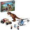 LEGO Jurassic World Inseguimento del Dinosauro Carnotaurus con Elicottero e Camioncino, Giocattoli per Bambini dai 7 Anni in su,