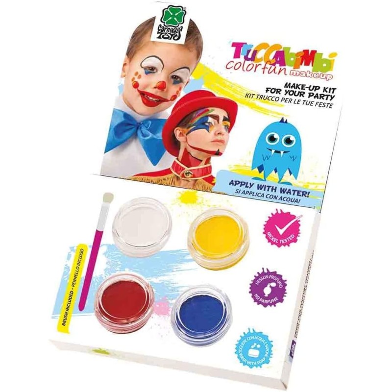 Carnival Toys - Kit trucco prof. ad acqua (clown) c/pennello in scatola, 09491 Carnival Toys - Kit trucco prof. ad acqua (clown) c/pennello in scatola, 09491
