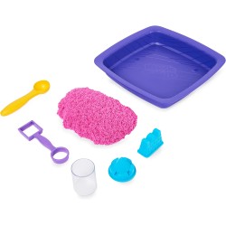 Kinetic Sand |Castello di Sabbia Shimmer | Sabbia cinetica 454gr | Sabbia Magica | Sabbia Colorata Glitterata Rosa | 3 Accessori