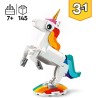 LEGO 31140 Creator Unicorno Magico con Arcobaleno, Set 3 in 1 con Animali Giocattolo Fantastici, Cavalluccio Marino e Pavone, So
