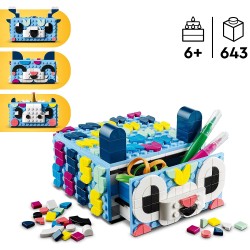 LEGO 41805 DOTS Cassetto degli Animali Creativi, Set per Creare Mosaico Portagioie con Tessere Colorate, Sorpresa Pasqua