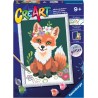Ravensburger - CreArt Serie D, Volpe Con Fiori, Dipingere con i Numeri, Kit Pittura Bambini, Tema Animali, Cornice Inclusa, Gioc
