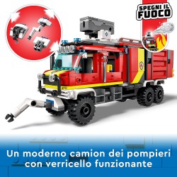 LEGO 60374 City Fire Autopompa dei Vigili del Fuoco, Unità di Comando dei Pompieri con Camion Giocattolo e Droni Terrestri e Aer