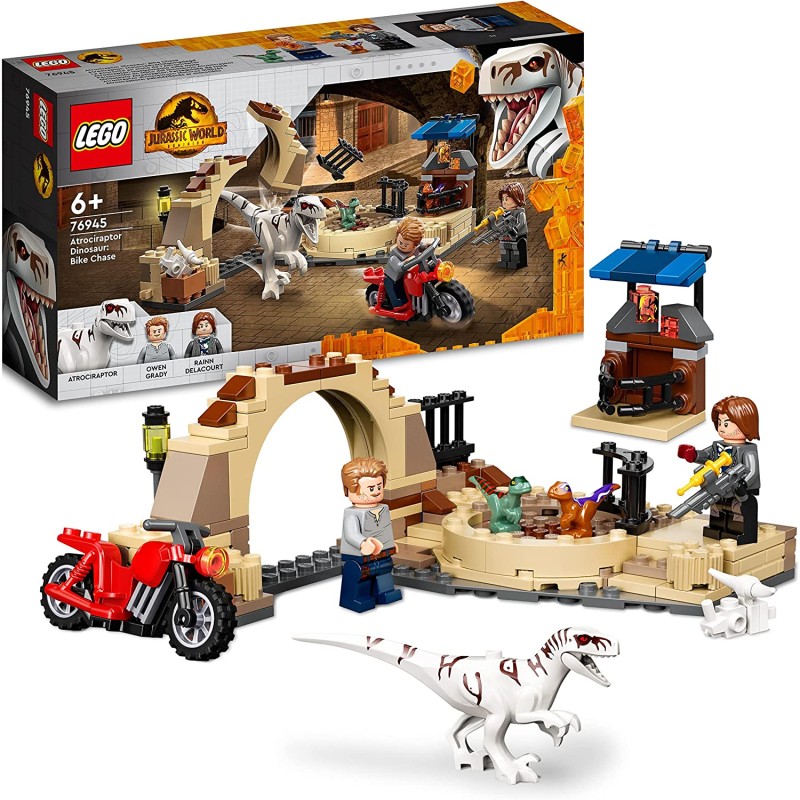 LEGO Jurassic World Atrociraptor: Inseguimento sulla Moto, Include 2 Minifigure e un Dinosauro Giocattolo, Giochi per Bambini da LEGO Jurassic World Atrociraptor: Inseguimento sulla Moto, Include 2 Minifigure e un Dinosauro Giocattolo, Giochi per Bambini da