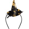 Carnival Toys - Cappellino Strega Nero con Decorazioni Oro con Cerchietto h. 9 cm circa, 03947