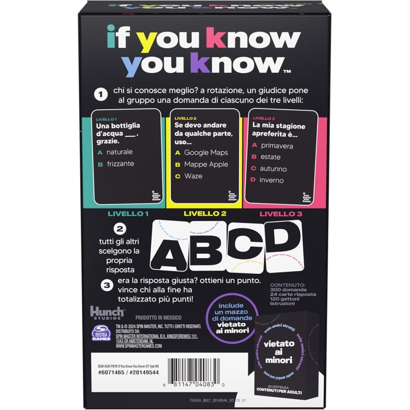 If You Know You Know - Gioco Da Tavolo Per Adulti | Domande Scomode Per Feste Tra Amici | 2-6 Giocatori | 18+ | Spin Master