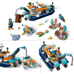 LEGO - City Batiscafo Artico, Barca con Mini-Sottomarino e Animali Marini come Squalo, Granchio, Tartaruga e Manta, Set Immersio