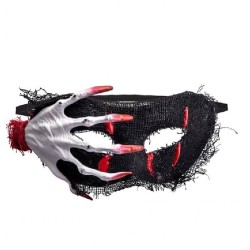 Carnival Toys - Maschera in Plastica con Tessuto Garza e Mano Insanguinata, 00542