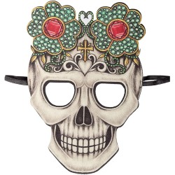 Carnival Toys - Maschera Teschio con Fiori in Tessuto "Dia de los Muertos" per adulto, in busta, 01786