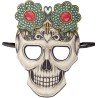 Carnival Toys - Maschera Teschio con Fiori in Tessuto "Dia de los Muertos" per adulto, in busta, 01786