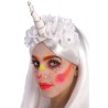 Carnival Toys - Copricapo Unicorno Bianco con Fiori ed Elastico, 06096
