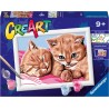 Ravensburger - CreArt Serie E: Gattini rossi, Kit per Dipingere con i Numeri, Contiene una Tavola Prestampata, Pennello, Colori 
