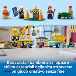 LEGO 60391 City Camion da Cantiere e Gru con Palla da Demolizione, Set con Veicoli Giocattolo da Trasporto ed Escavatore
