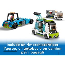 LEGO - City Aereo Passeggeri, Aeroplano con 9 Minifigure e Veicoli dell  Aeroporto: Autobus, Trattore Aeroportuale, Camion del C