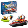 LEGO - CITY La barca di salvataggio dei pompieri, giocattolo galleggiante, jetpack e minifigurine - 60373