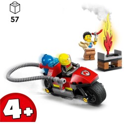 LEGO City Motocicletta dei Pompieri da Soccorso, con Moto Giocattolo dei Vigili del Fuoco, 2 Minifigure, Estintore e Barbecue da
