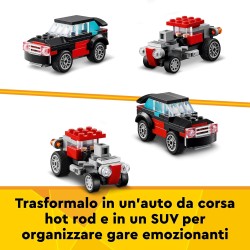 LEGO Creator 3 in 1 Autocarro con Elicottero, Camion Giocattolo Ricostruibile in Aereo e Cisterna o in Auto da Corsa e SUV, 3114