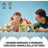LEGO DUPLO Cura degli Animali di Fattoria Giocattolo, Gioco di Ruolo Educativo con Figure di Cavalli, Mucche e Galline, Set Pres