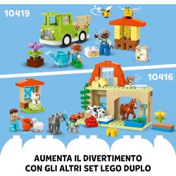 LEGO DUPLO Cura degli Animali di Fattoria Giocattolo, Gioco di Ruolo Educativo con Figure di Cavalli, Mucche e Galline, Set Pres