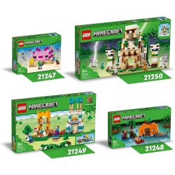 LEGO - Minecraft Crafting Box 4.0, Playset 2in1, Torri Fluviali o Cottage del Gatto, con le Figure di Alex, Steve, un Creeper e 
