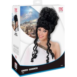 Widmann - Parrucca Dea Olimpica, capelli sintetici, Dea Greca, colore Nero, in scatola, G6553